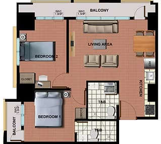 2-Bedroom Unit floor plan